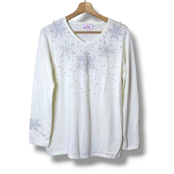 Quacker Factory Sweaters - Quacker Factory Snowflake Sweater Size XS NWT